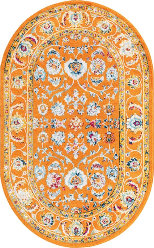 5' x 8' Aspen · Border rug, orange