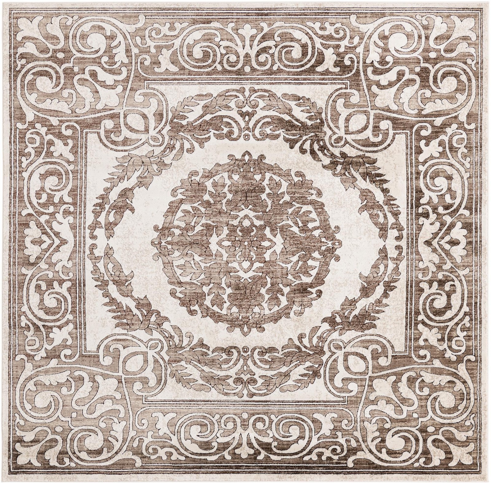 6' x 6' Thistle · Border rug, chocolate brown