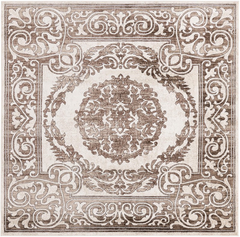 6' x 6' Thistle · Border rug, chocolate brown