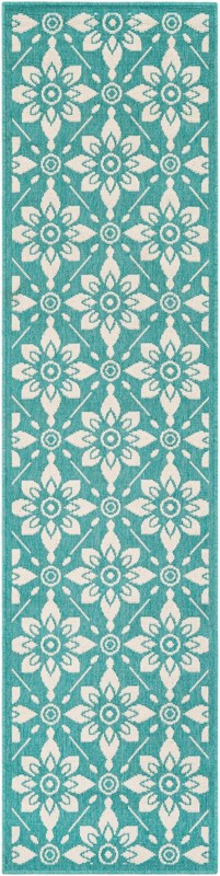 2' x 8' Selwyn · Floral / botanical Outdoor Rug, teal