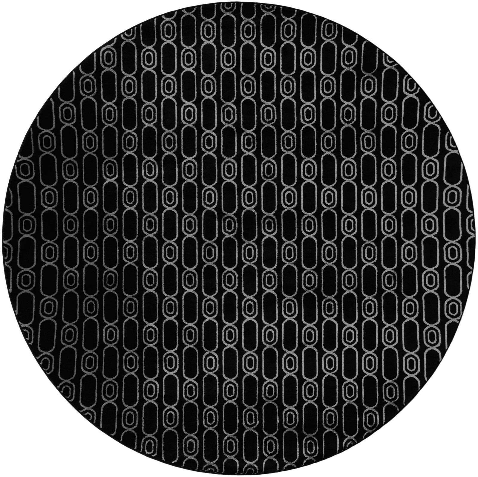 10' x 10' Renwick · Geometric rug, black and silver