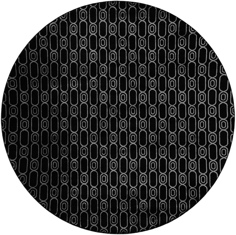 10' x 10' Renwick · Geometric rug, black and silver