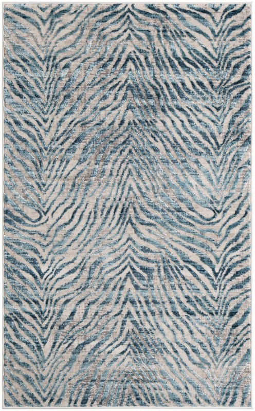 Beckford · Zebra rug, teal and cream