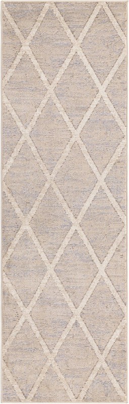 2' 2 x 6' Bromley · Diamond lattice rug, beige and cream