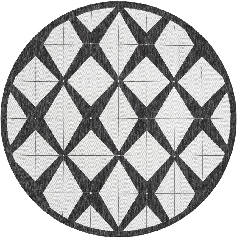 Whyte · Diamond Outdoor Rug, black and white