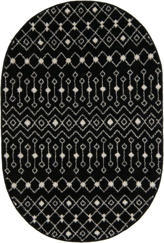 4' x 6' Boswell · Geometric trellis rug, black and white