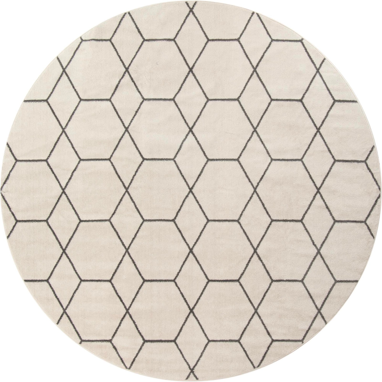 12' x 12' Galloway · Geometric lattice rug, ivory and gray