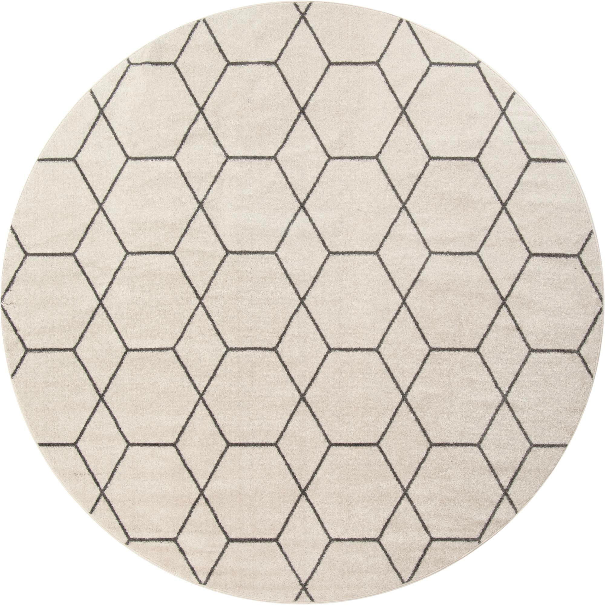 12' x 12' Galloway · Geometric lattice rug, ivory and gray
