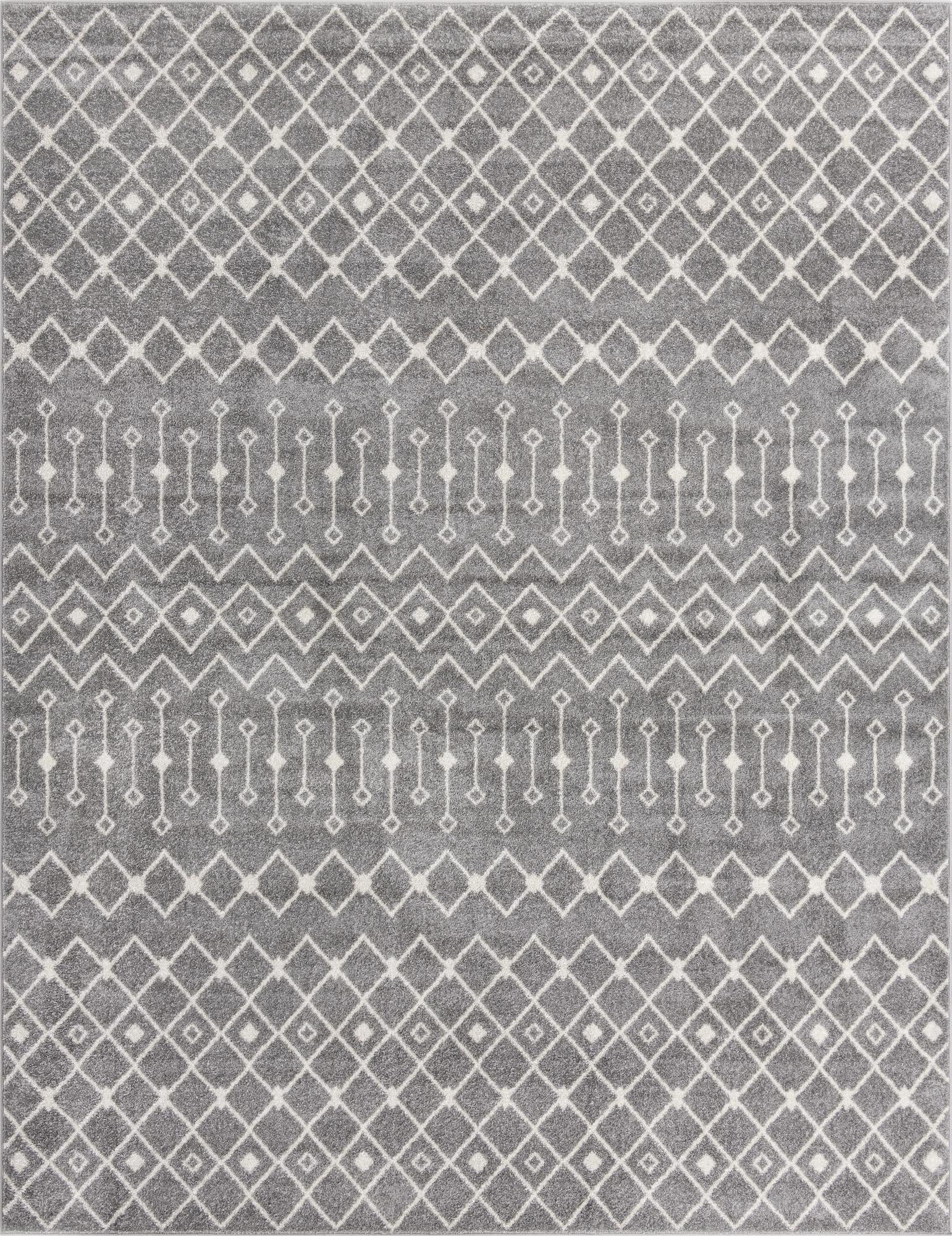 10' x 13' Boswell · Geometric rug, gray and ivory