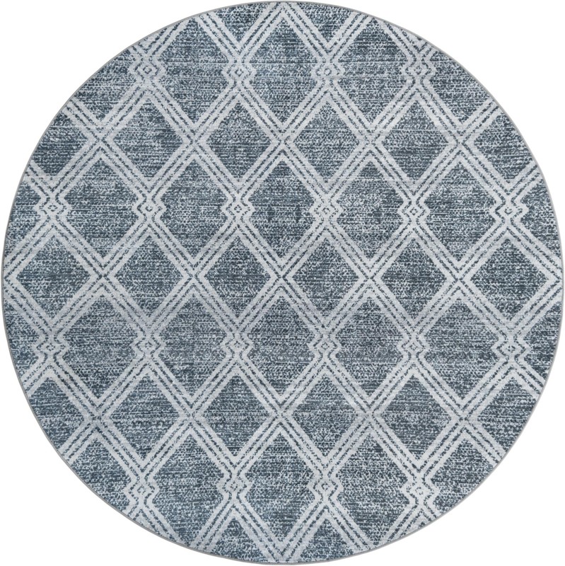 Northbrook · Diamond lattice Washable Rug, blue and ivory