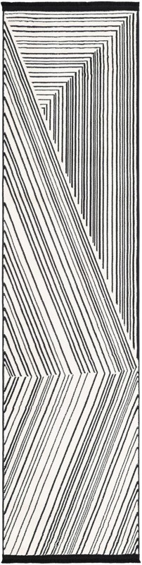 2' x 8' Shrewsbury · Geometric line rug, black and white