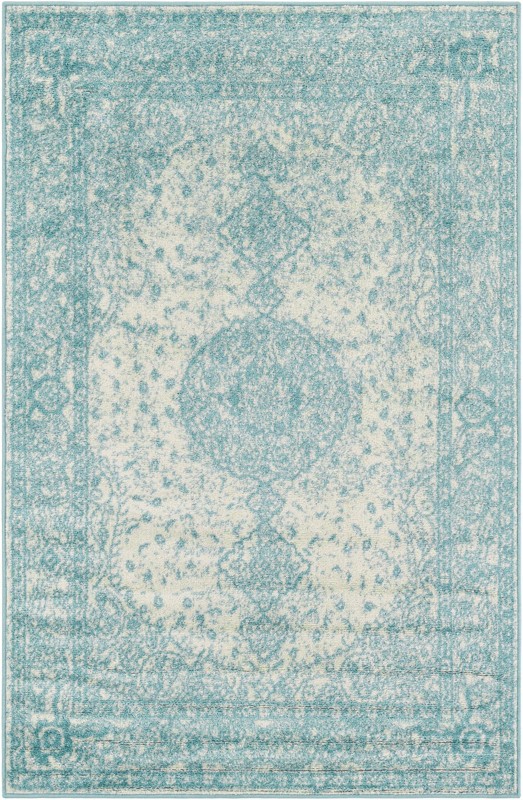4' x 6' Eudora · Border rug, aqua