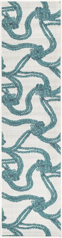 Calder · Nautical rope Outdoor Rug, teal and ivory