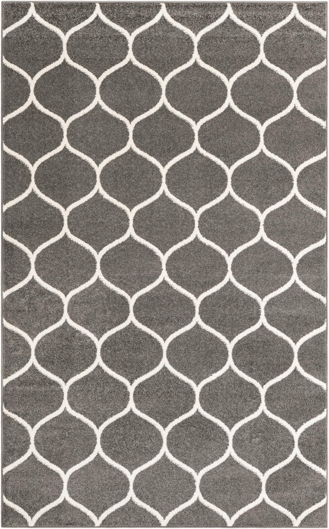 5' 3 x 8' Ingram · Lattice rug, dark gray and ivory