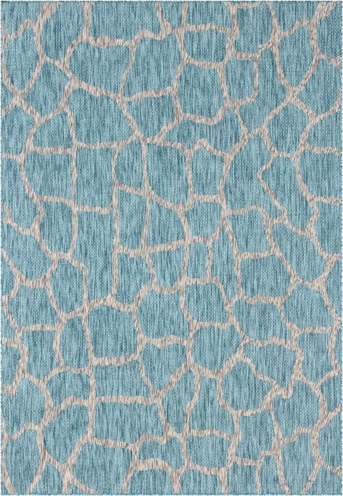 7' x 10' Stillwater · Animal print Outdoor Rug, aqua