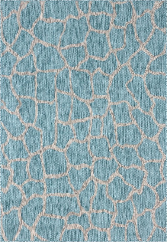 7' x 10' Stillwater · Animal print Outdoor Rug, aqua