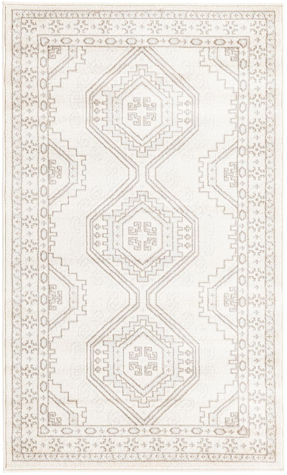 3' x 5' 3 Harmon · Geometric diamond rug, ivory and brown