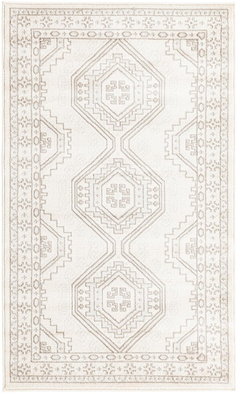 Harmon · Geometric diamond rug, ivory and brown