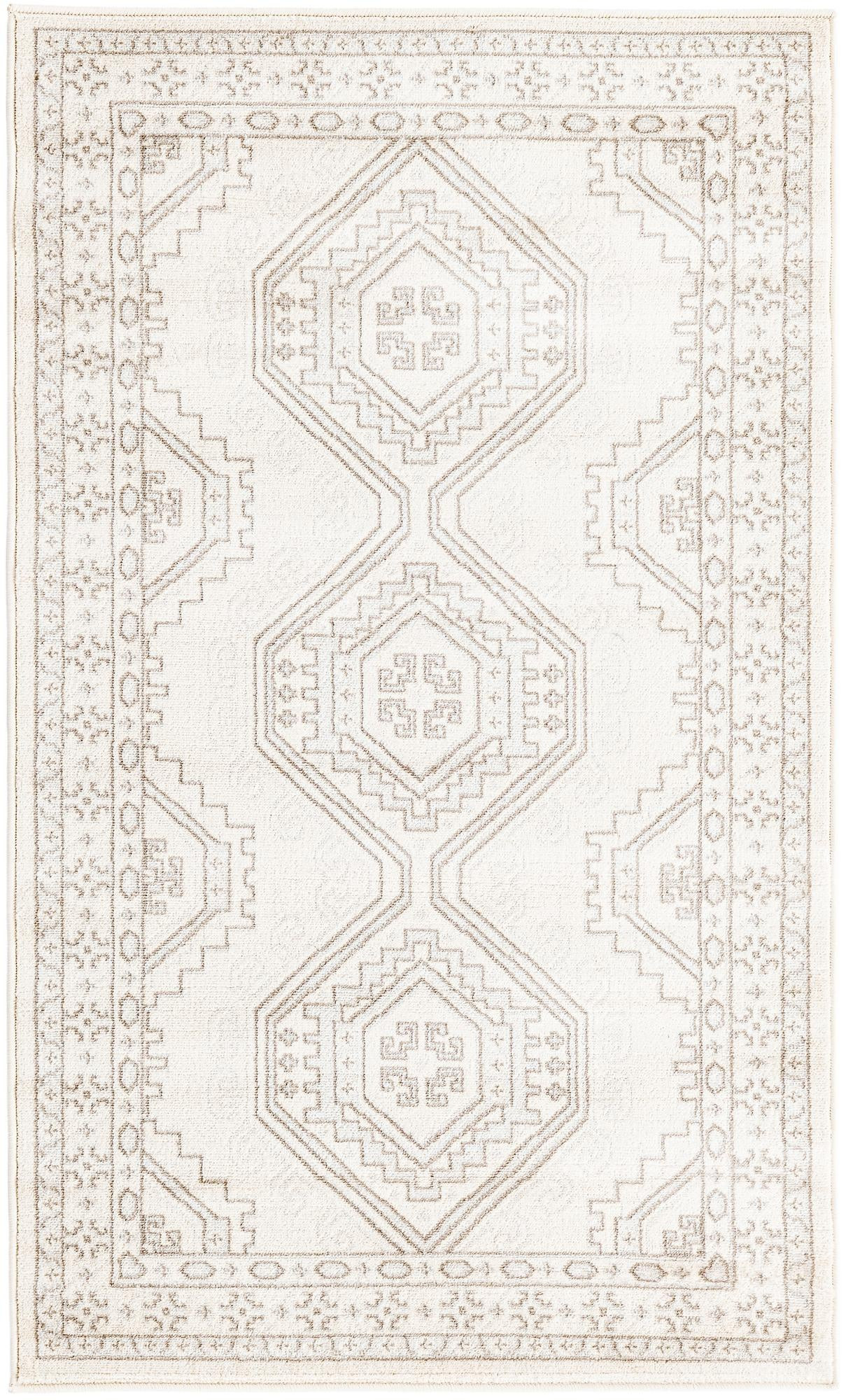 3' x 5' 3 Harmon · Geometric diamond rug, ivory and brown