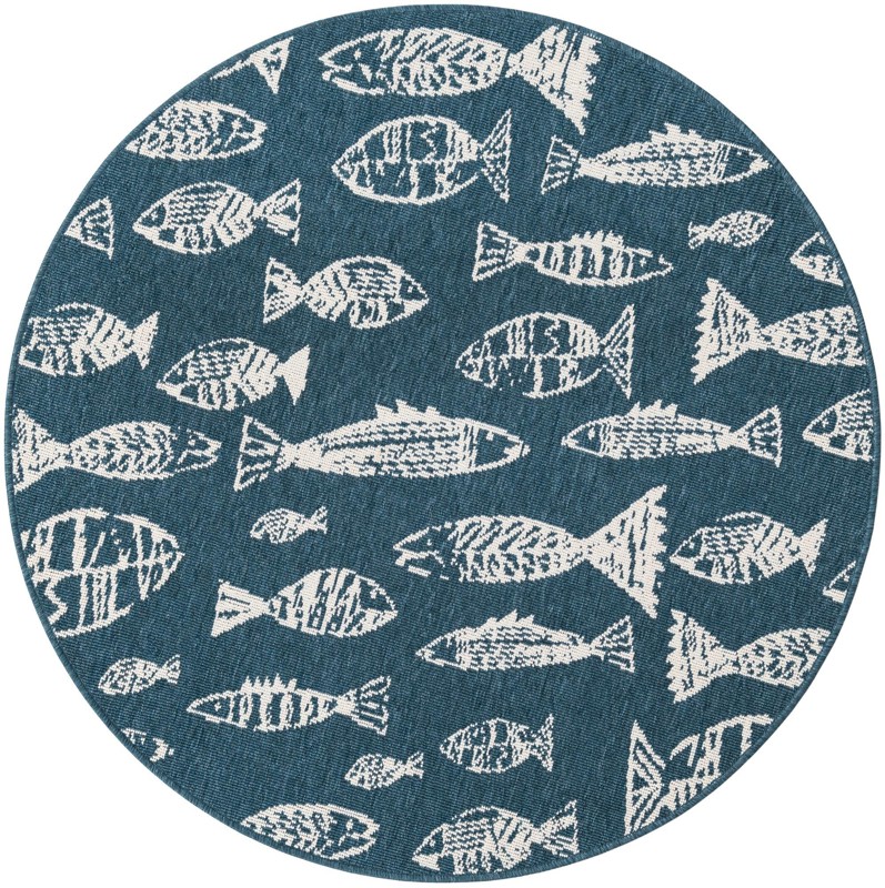 4' x 4' Thaddeus · Pictoral Outdoor Rug, blue