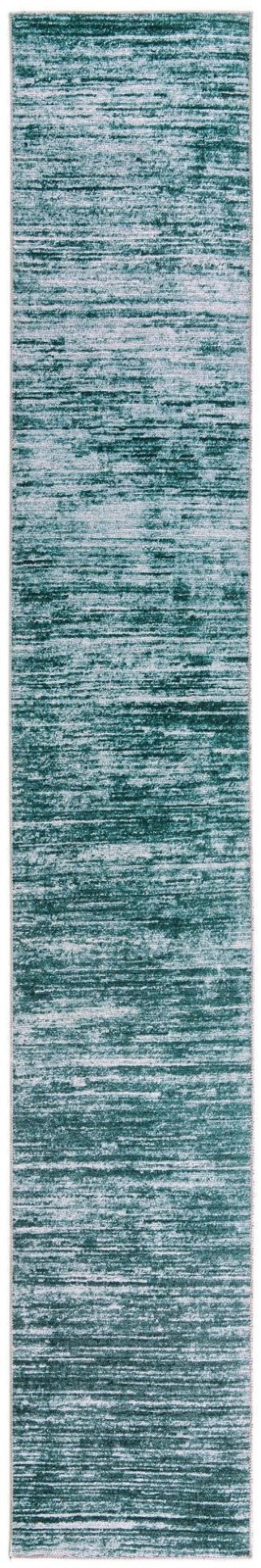 2' 6 x 16' Prewitt · Abstract striped rug, teal and ivory