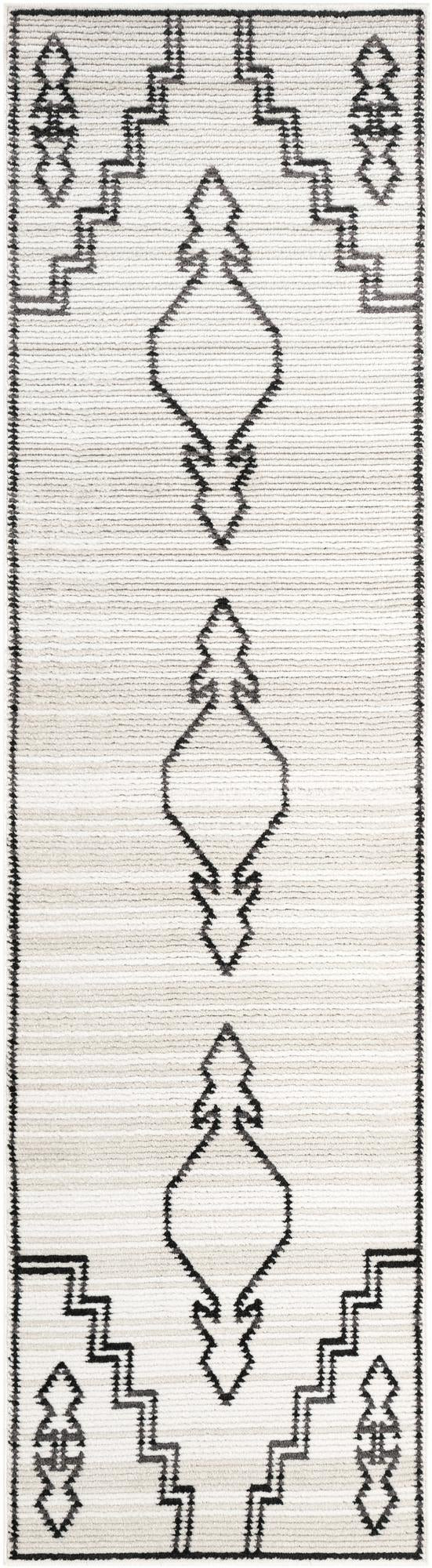 2' 7 x 10' Ivy · Geometric rug, ivory and black