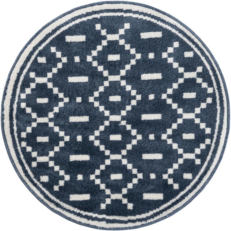 3' x 3' Rankin · Geometric rug, blue and ivory