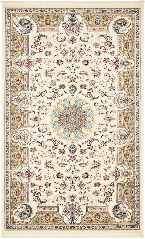 5' x 8' Blakemore · Floral medallion rug, ivory and beige