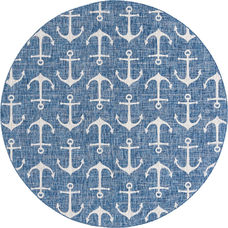 10' x 10' Millbrook · Anchor Outdoor Rug, blue and ivory