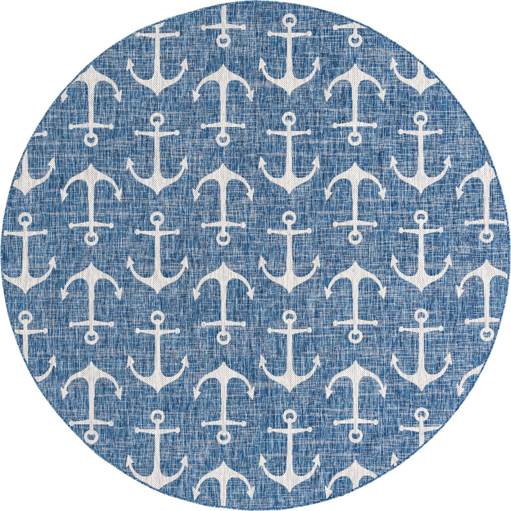 10' x 10' Millbrook · Anchor Outdoor Rug, blue and ivory