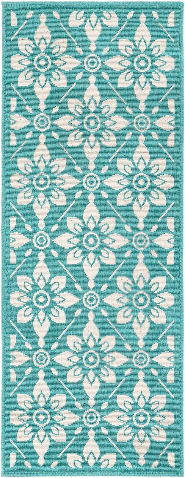 2' x 5' Selwyn · Floral / botanical Outdoor Rug, teal