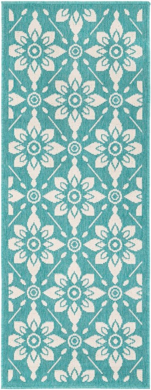 2' x 5' Selwyn · Floral / botanical Outdoor Rug, teal