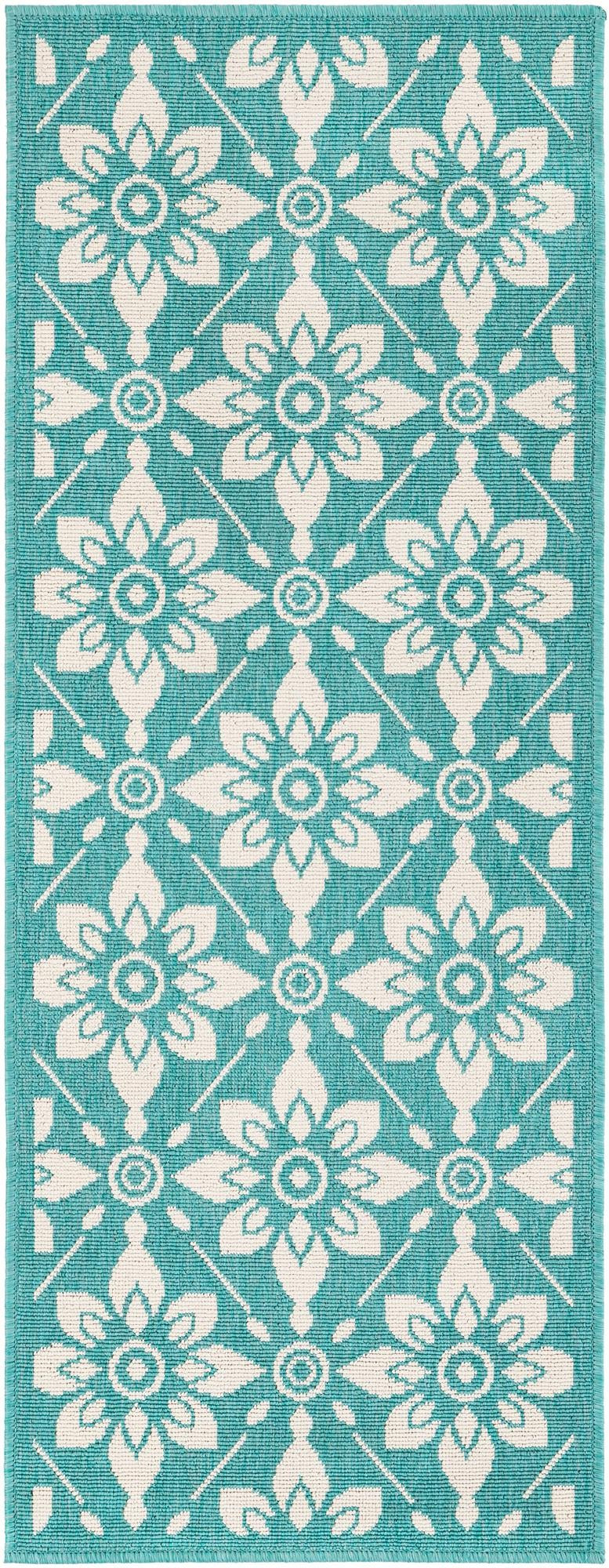 2' x 5' Selwyn · Floral / botanical Outdoor Rug, teal