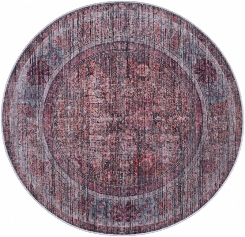5' x 5' 3 Murrow · Distressed traditional rug, rust and brown
