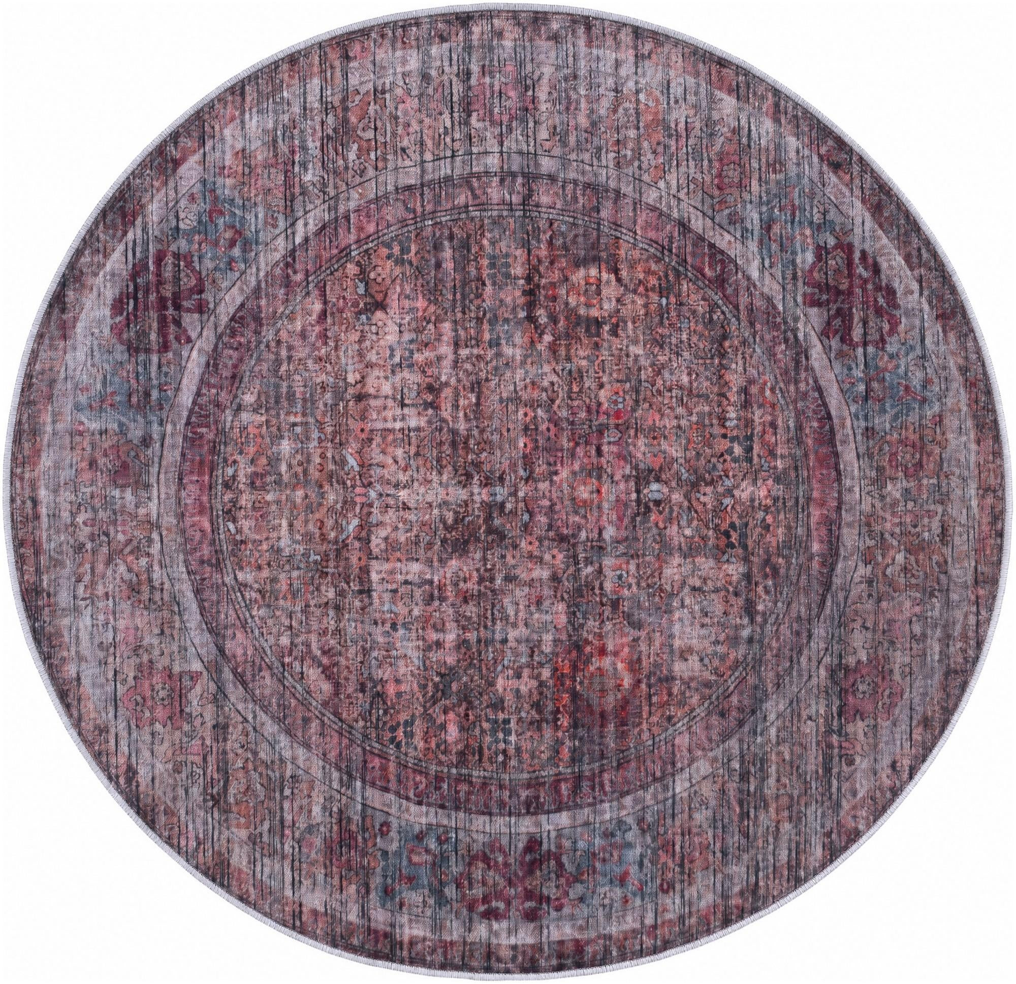 5' x 5' 3 Murrow · Distressed traditional rug, rust and brown