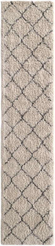 Jameson · Diamond trellis Shag Rug, ivory and gray