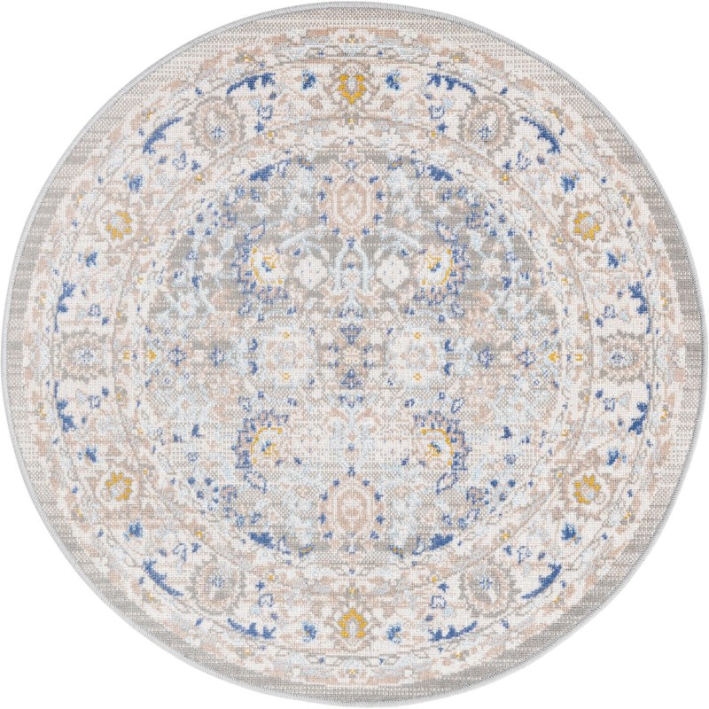 3' 3 x 3' 3 McKay · Border rug, cloud gray