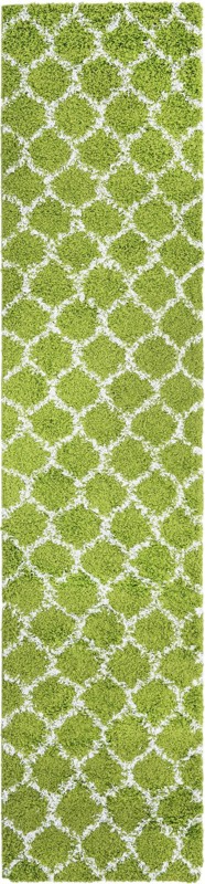 2' 7 x 12' Barnett · Geometric Shag Rug, green