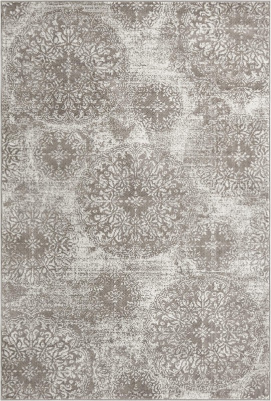 6' x 9' Blakemore · Distressed medallion rug, gray and ivory
