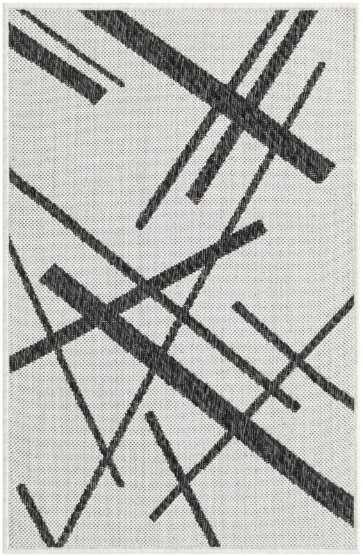 2' x 3' Saffron · Abstract Outdoor Rug, black and white