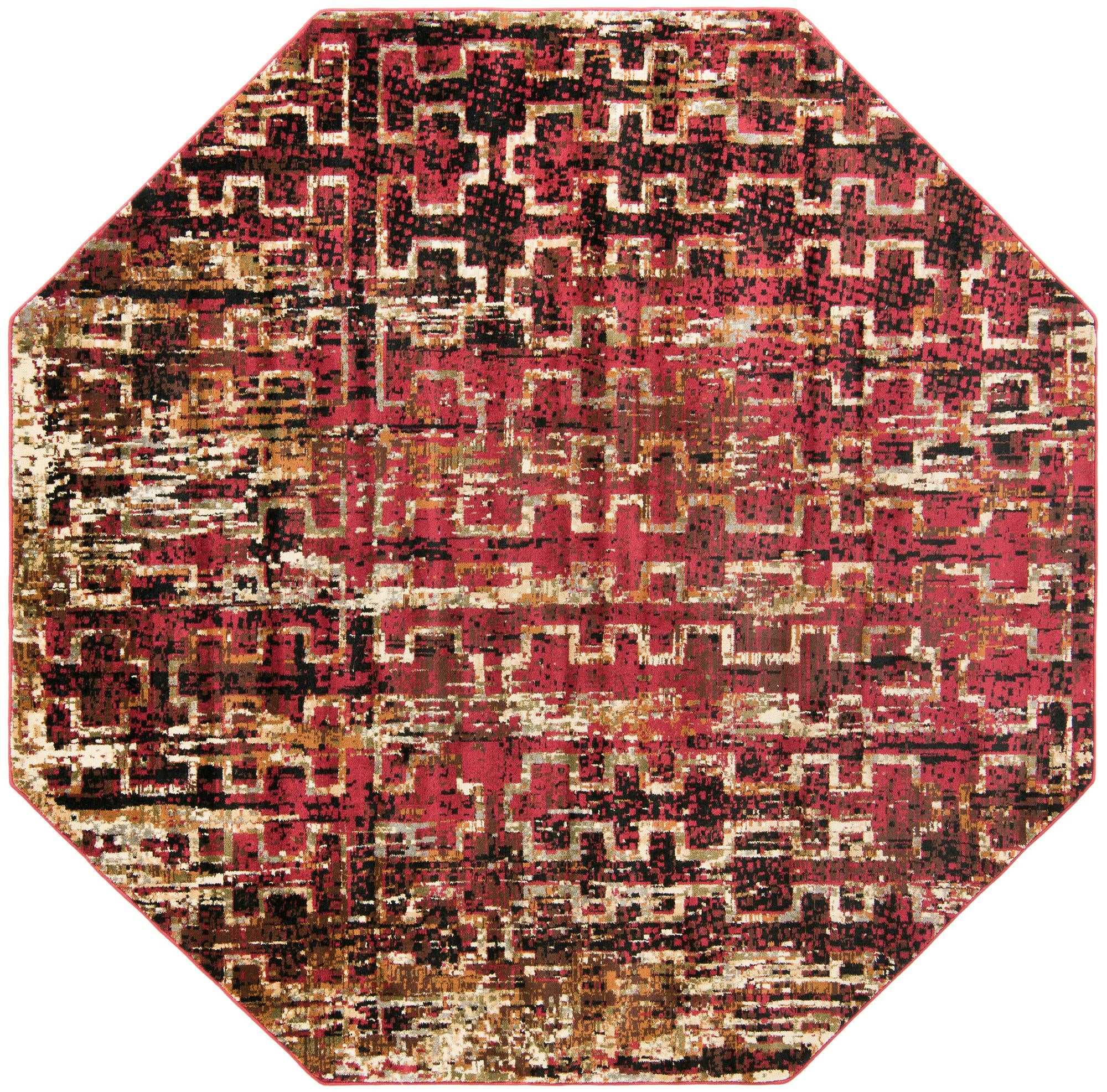 7' 10 x 7' 10 Phoebe · Geometric rug, burgundy