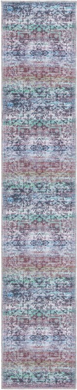 2' x 10' Rideout · Distressed medallion Washable Rug, blue and purple