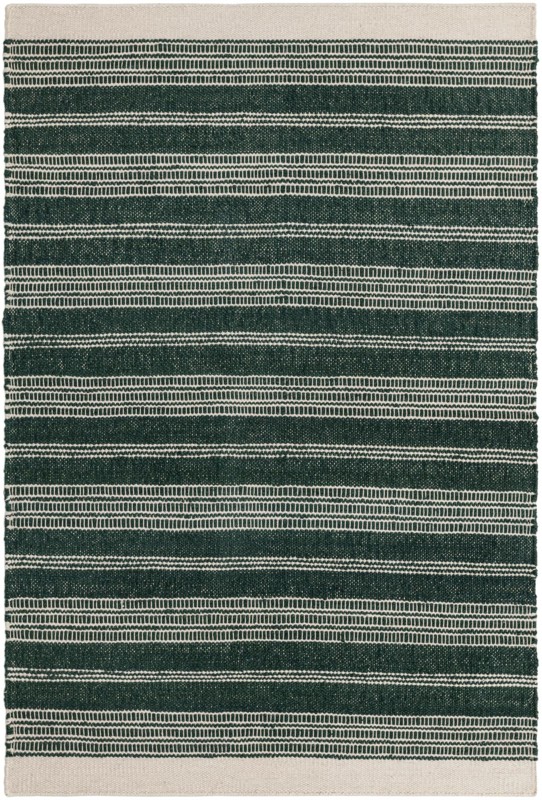 Galway · Striped Wool Rug, hunter green and ivory