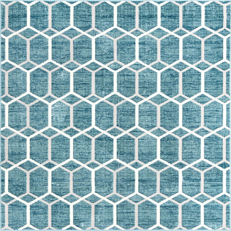 7' x 7' Babcock · Geometric rug, blue