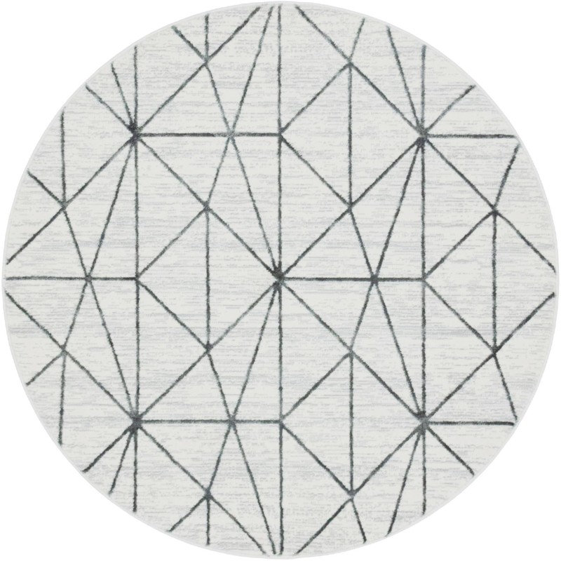 5' x 5' Gilman · Geometric rug, white