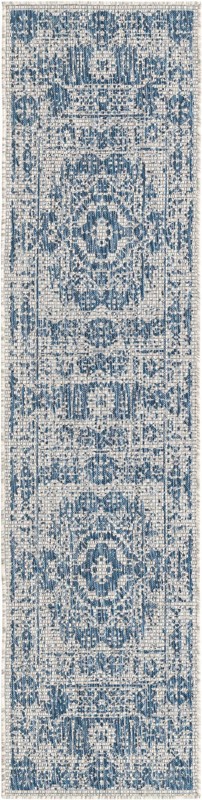 2' x 8' Hayden · Border Outdoor Rug, blue