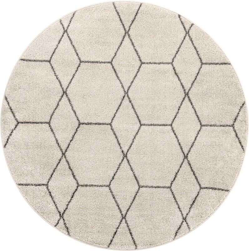 5' 3 x 5' 3 Galloway · Geometric lattice rug, ivory and gray