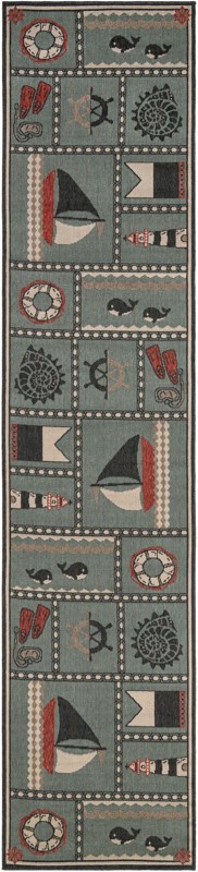 Della · Border Outdoor Rug, blue