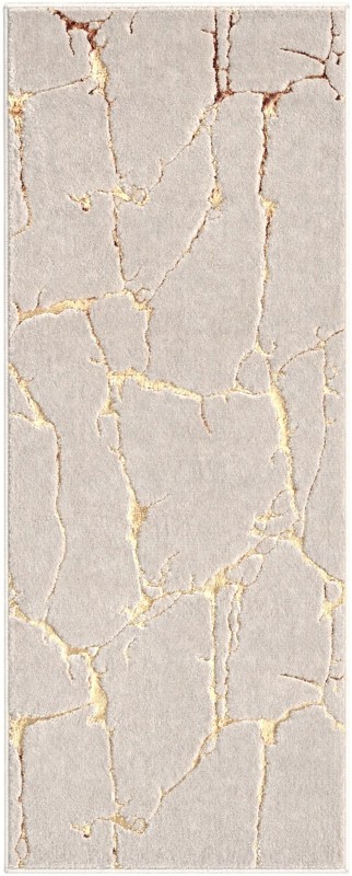 2' x 5' Ravenhill · Abstract rug, white and gold