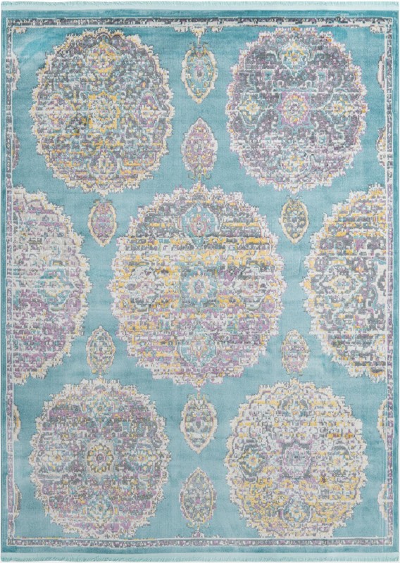 9' x 12' Mather · Border rug, blue